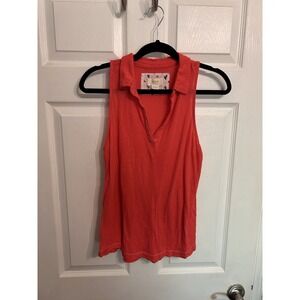 maeve anthropologie medium sleeveless collar shirt tank top nylon rayon pink